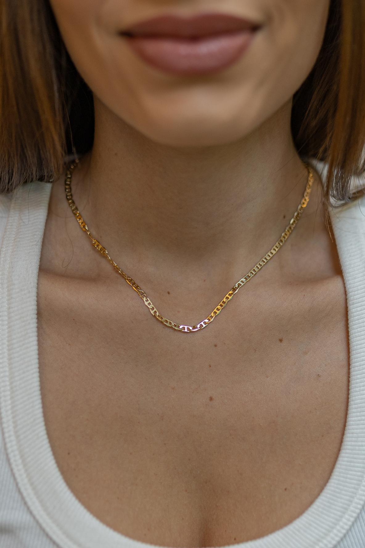 Colar Elo Piastrine 3mm Dourado