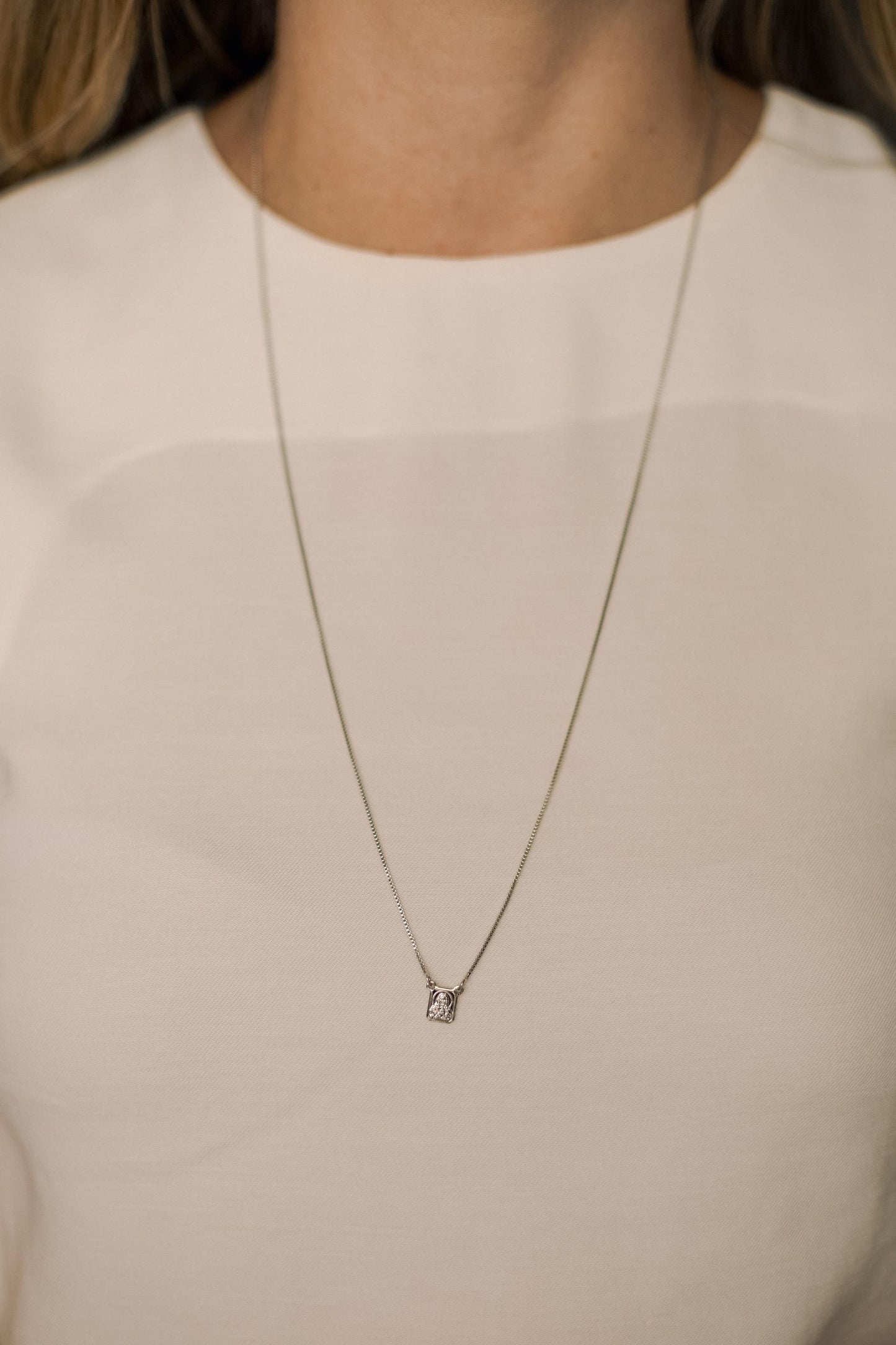 Colar Escapulário Tradicional Ródio Branco