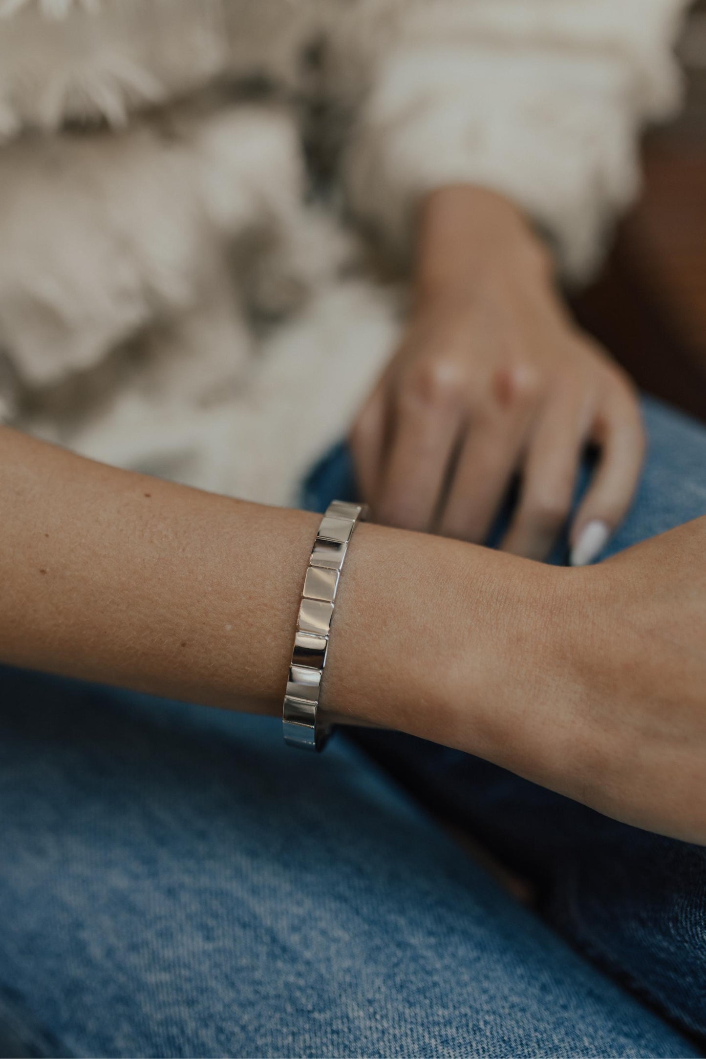 Pulseira Resinada Ródio Branco