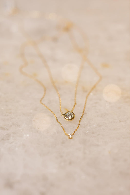 Colar Ponto de Luz Elegance Moissanite Prata 925 Dourado