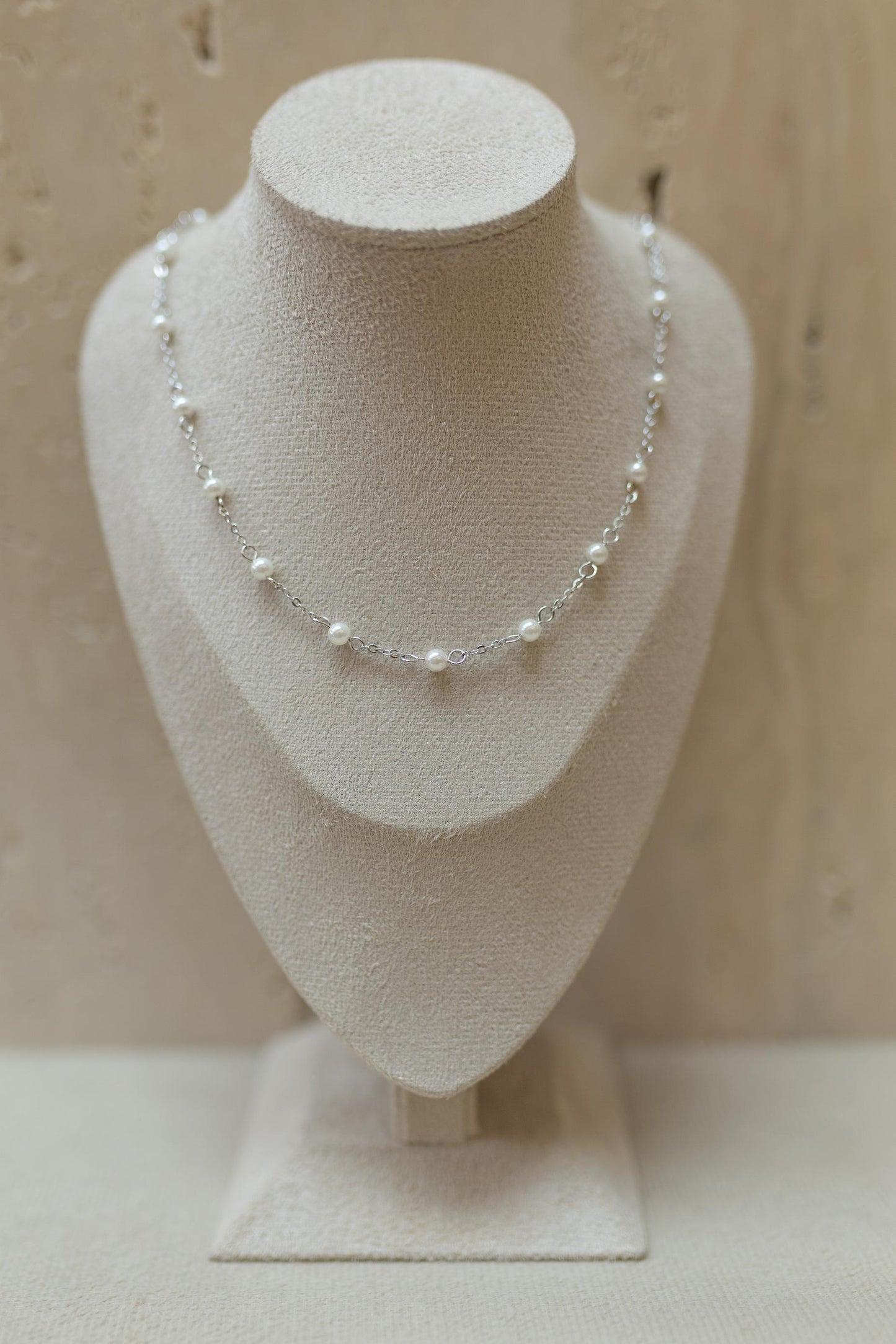 Colar de Elos Pérola Ródio Branco