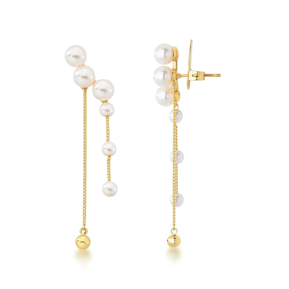 Brinco Pearl Chain Slim Ouro