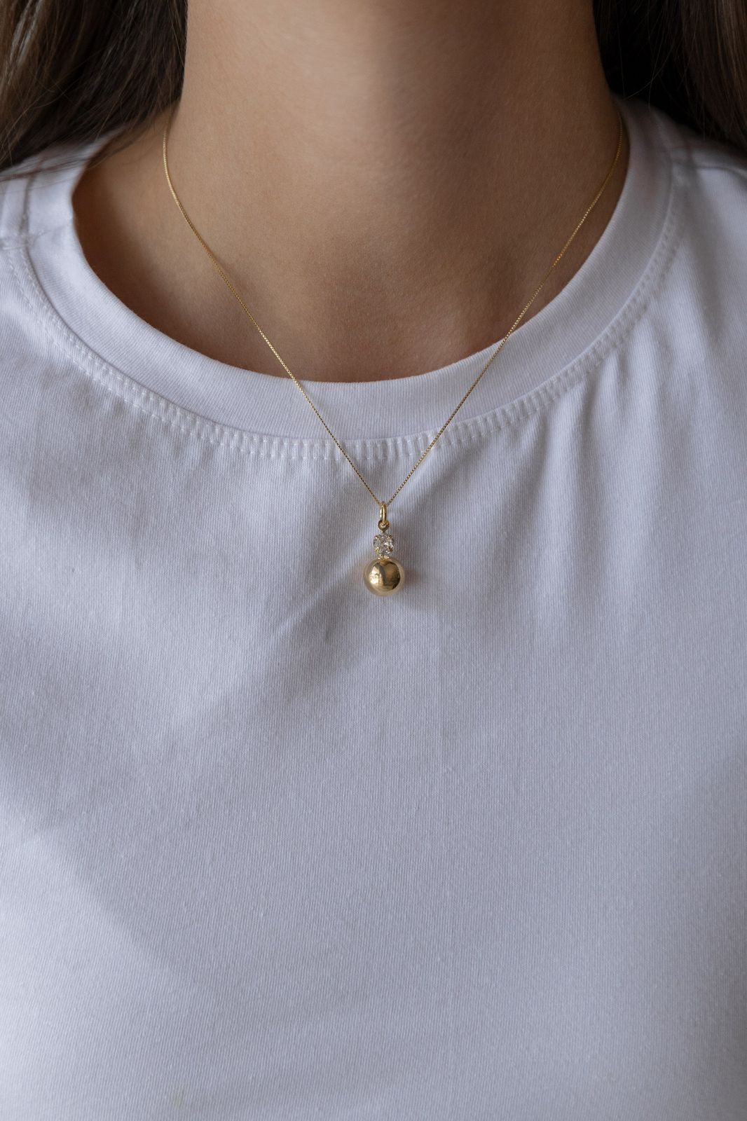 Colar Esfera Zircônia Dourado