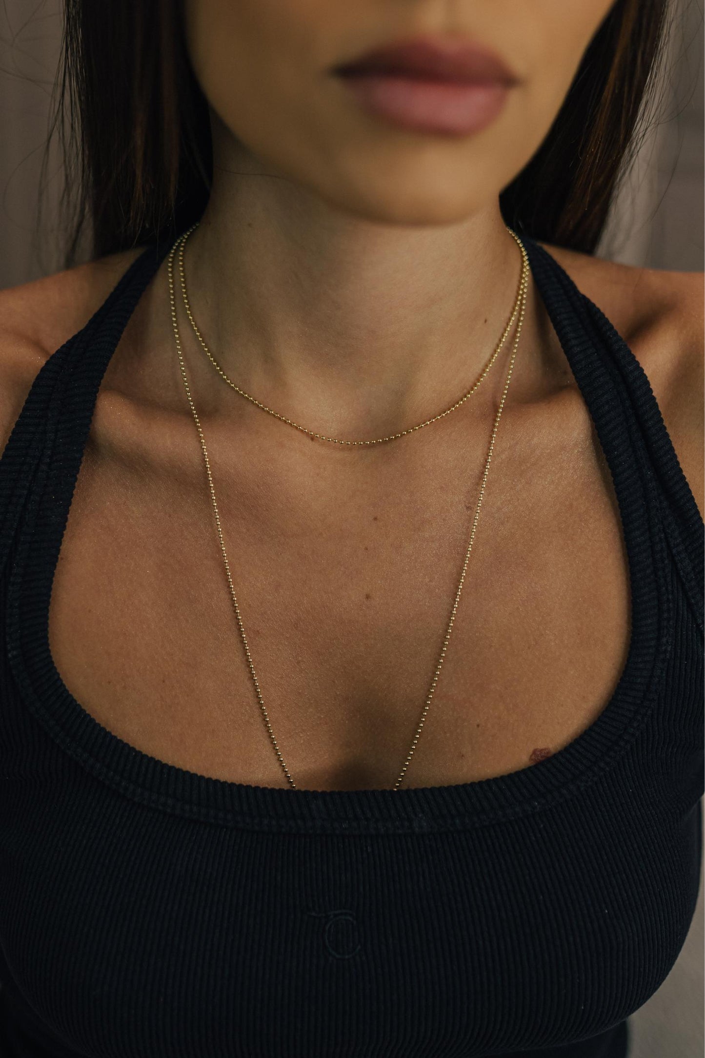 Colar Longo Bolinhas Dourado