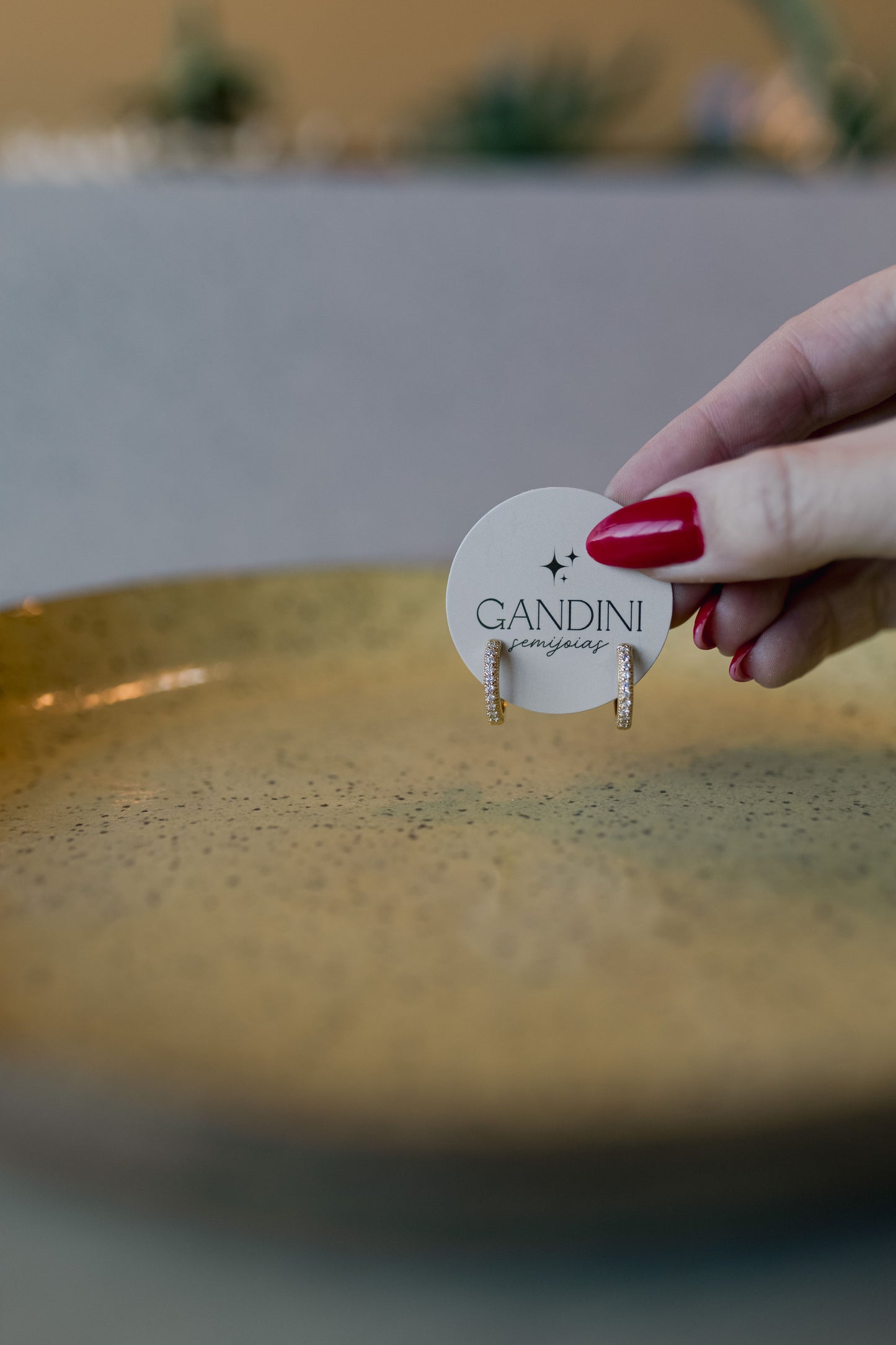 Brinco Argola Cravejada G Dourado