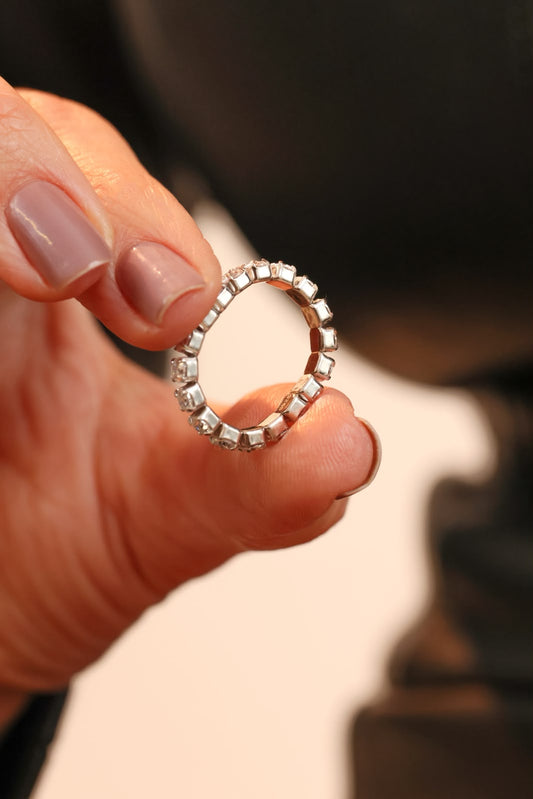 Anel Mindinho Aliança Maleável 2,5mm Moissanite Prata 925 Ródio Branco