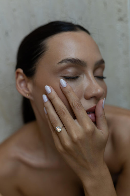 Anel Prata 925 Moissanite Oval Ródio Branco