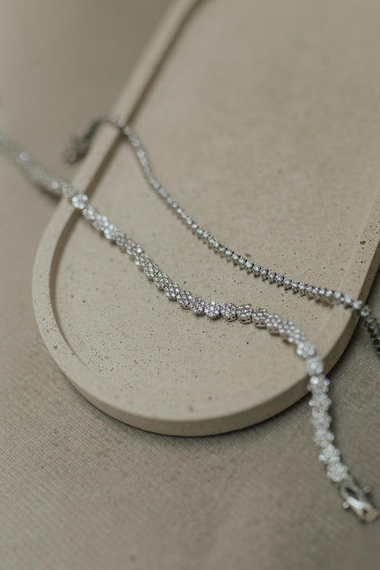 Pulseira Riviera Flores Ródio Branco