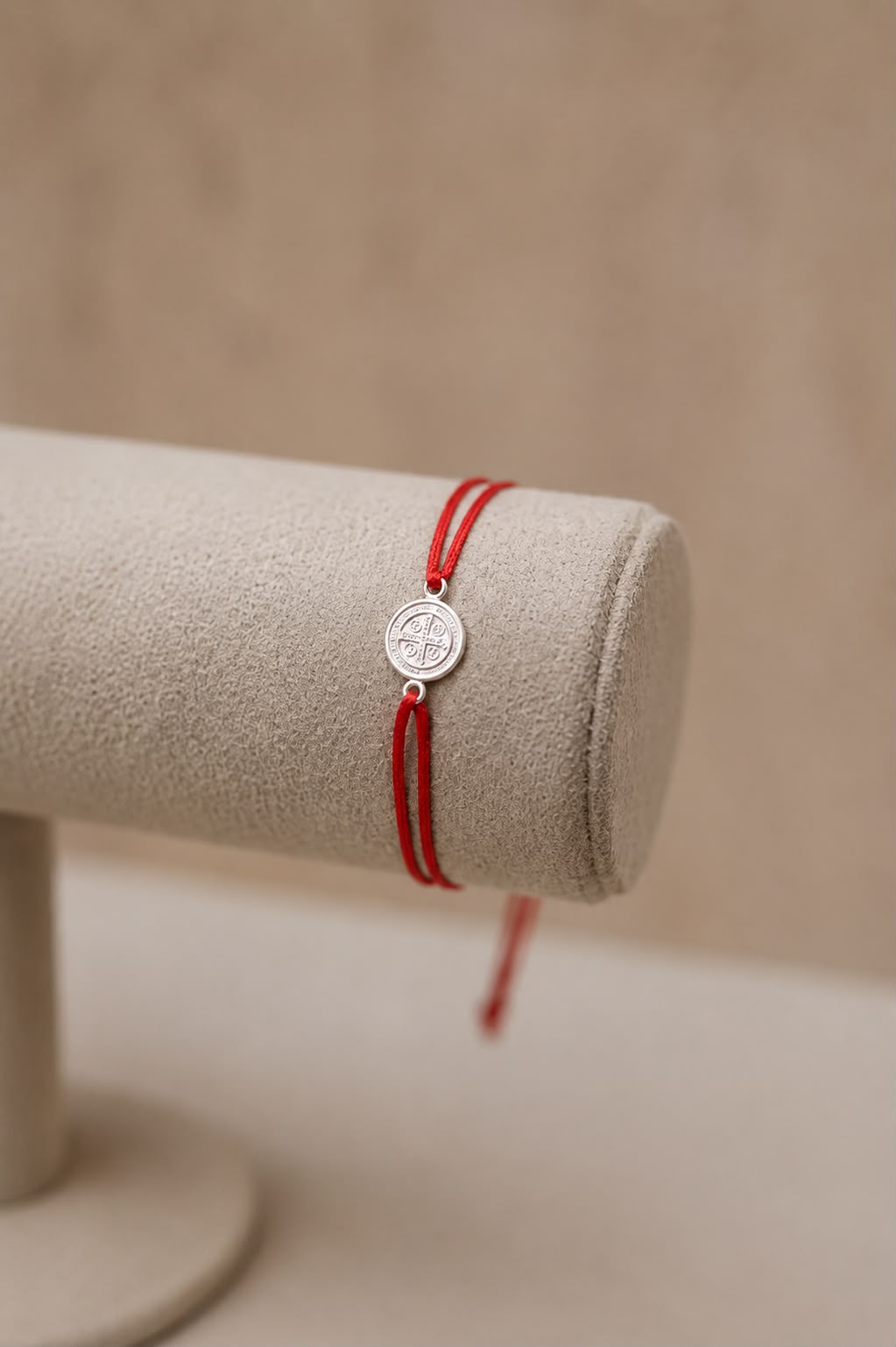 Pulseira Seda Vermelho São Bento Prata 925 Ródio Branco