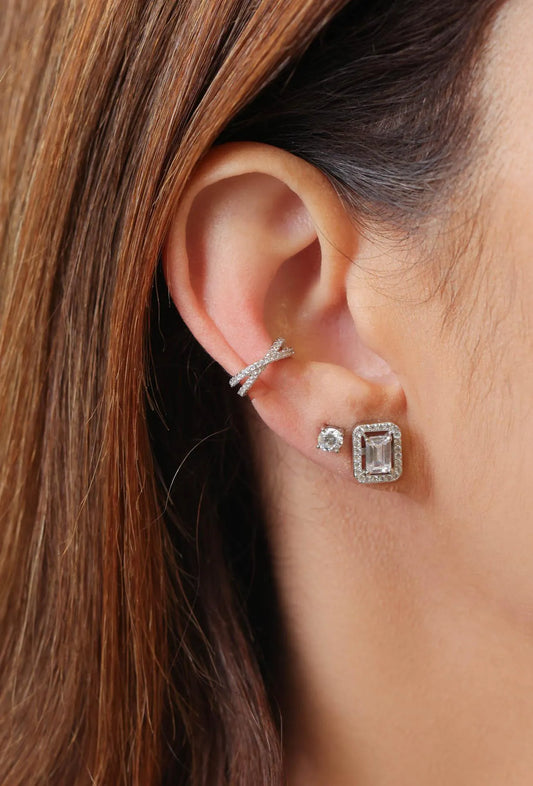 Piercing Fake Cruzado Cravejado Dourado
