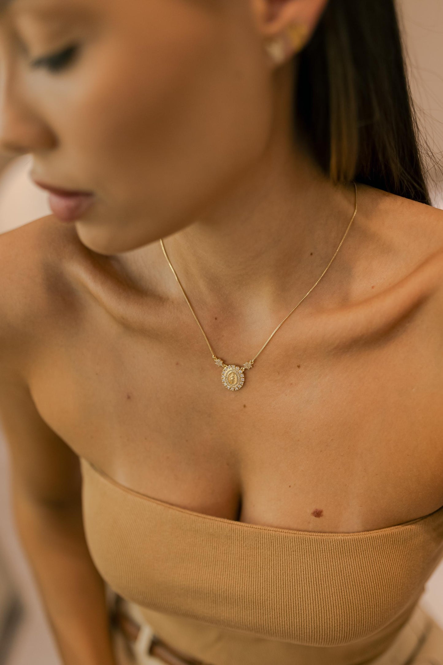 Colar Nossa Senhora das Graças Medalha Dourado