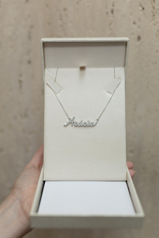 Colar Nome Personalizado 1mm Moissanite Prata 925