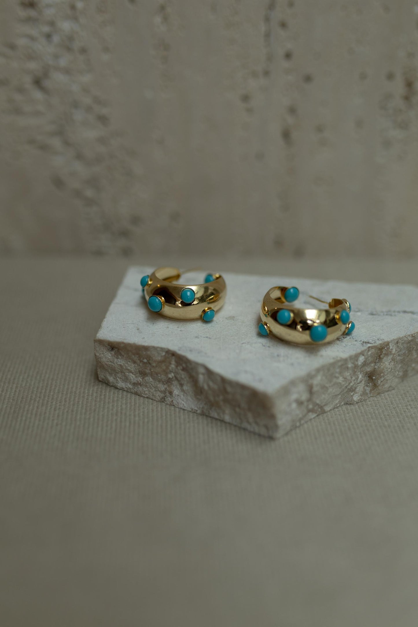 Brinco Argola Turquesa Ouro