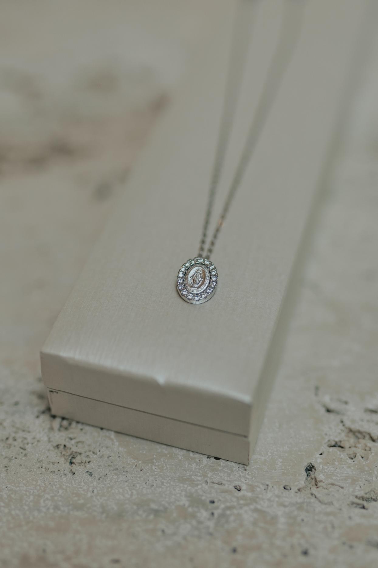 Colar Infantil Nossa Senhora das Graças Prata 925 Ródio Branco