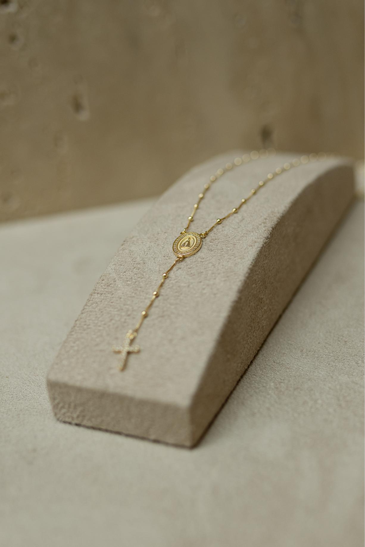 Colar Terço Nossa Senhora Aparecida Dourado