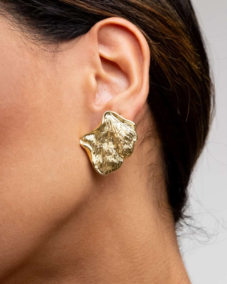 Brinco Orgânico Coral Dourado