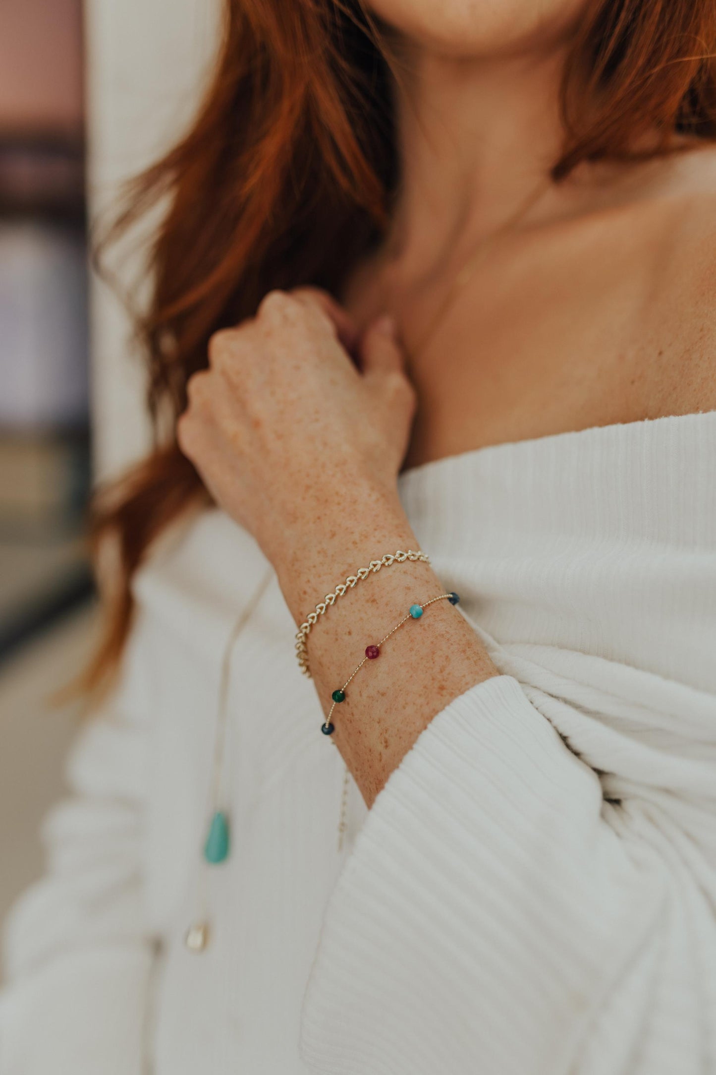 Pulseira Jade Coloridas Dourado