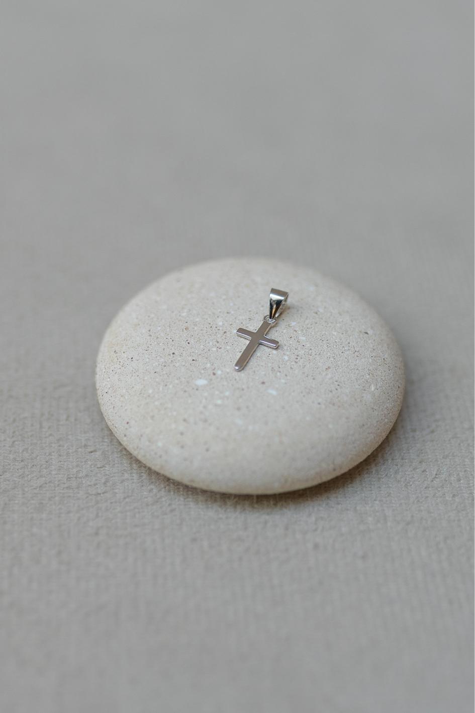 Pingente Crucifixo Liso Prata 925 Ródio Branco