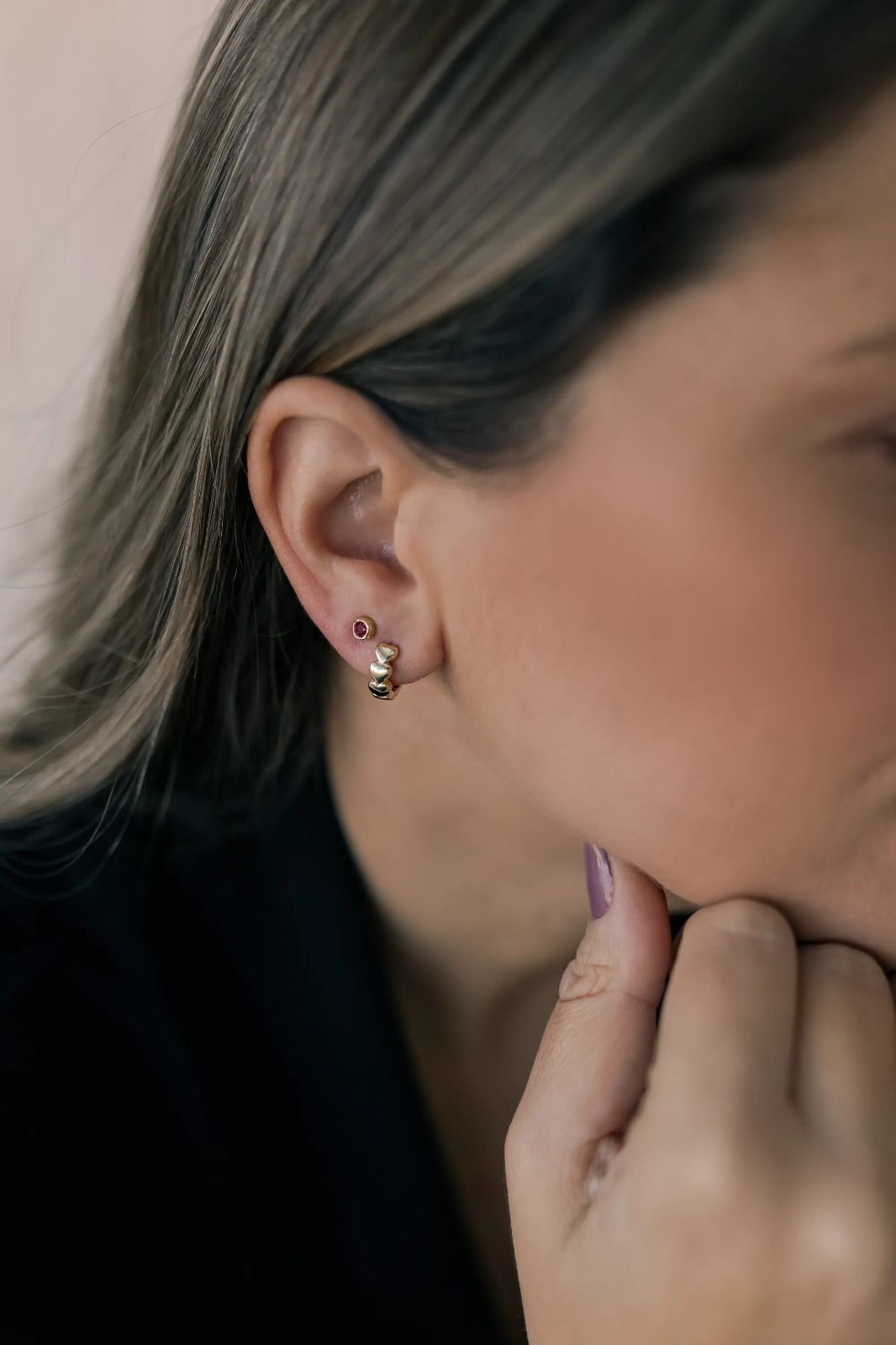 Brinco Argola Click Corações P Dourado