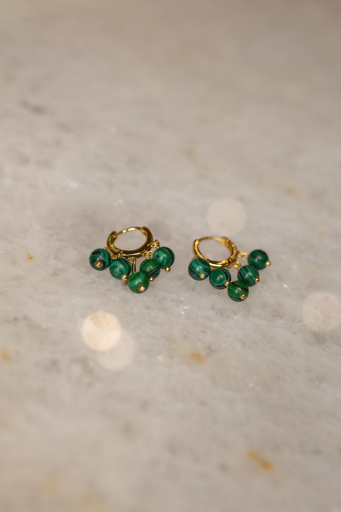 Brinco Argola Malaquita Dourado
