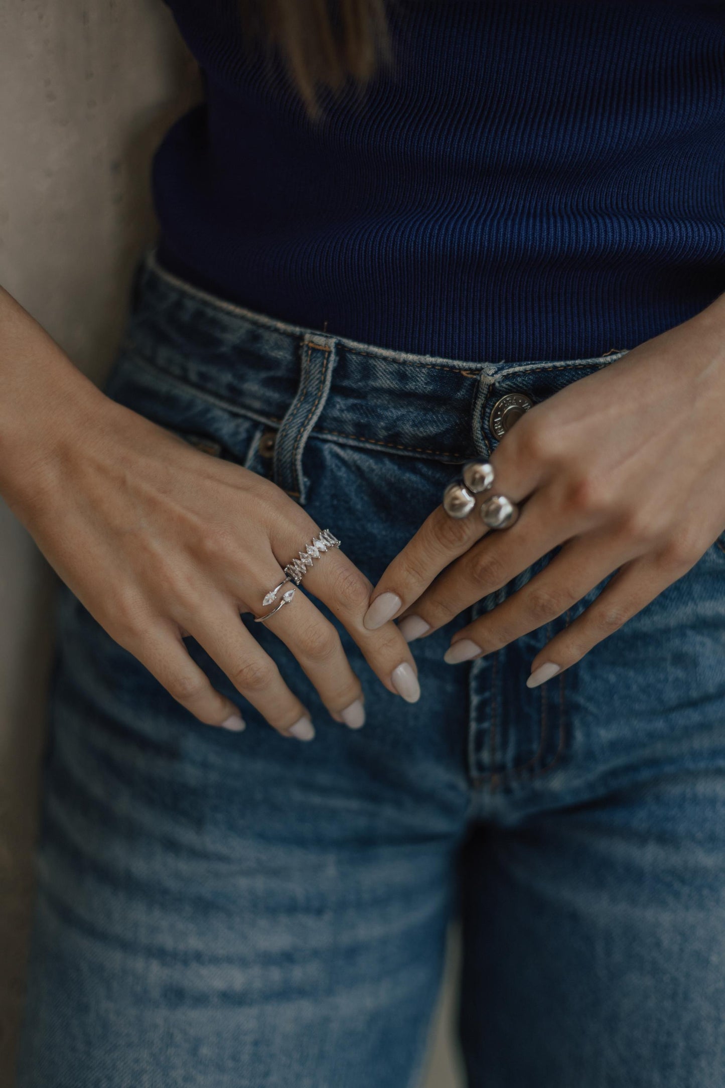 Anel Ajustável 2 Gotas Cristal Ródio Branco