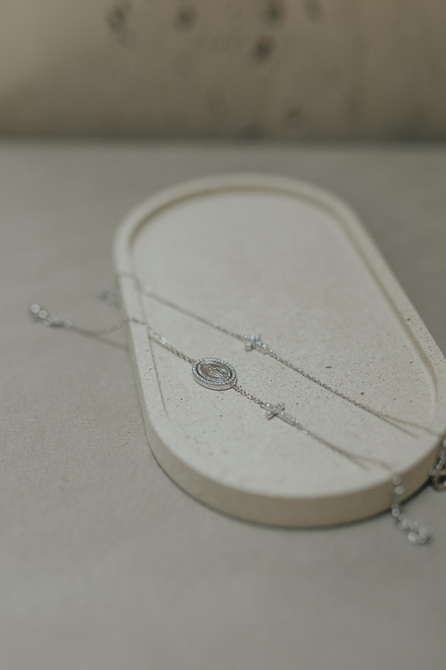 Pulseira Crucifixo Moissanite Prata 925 Ródio Branco