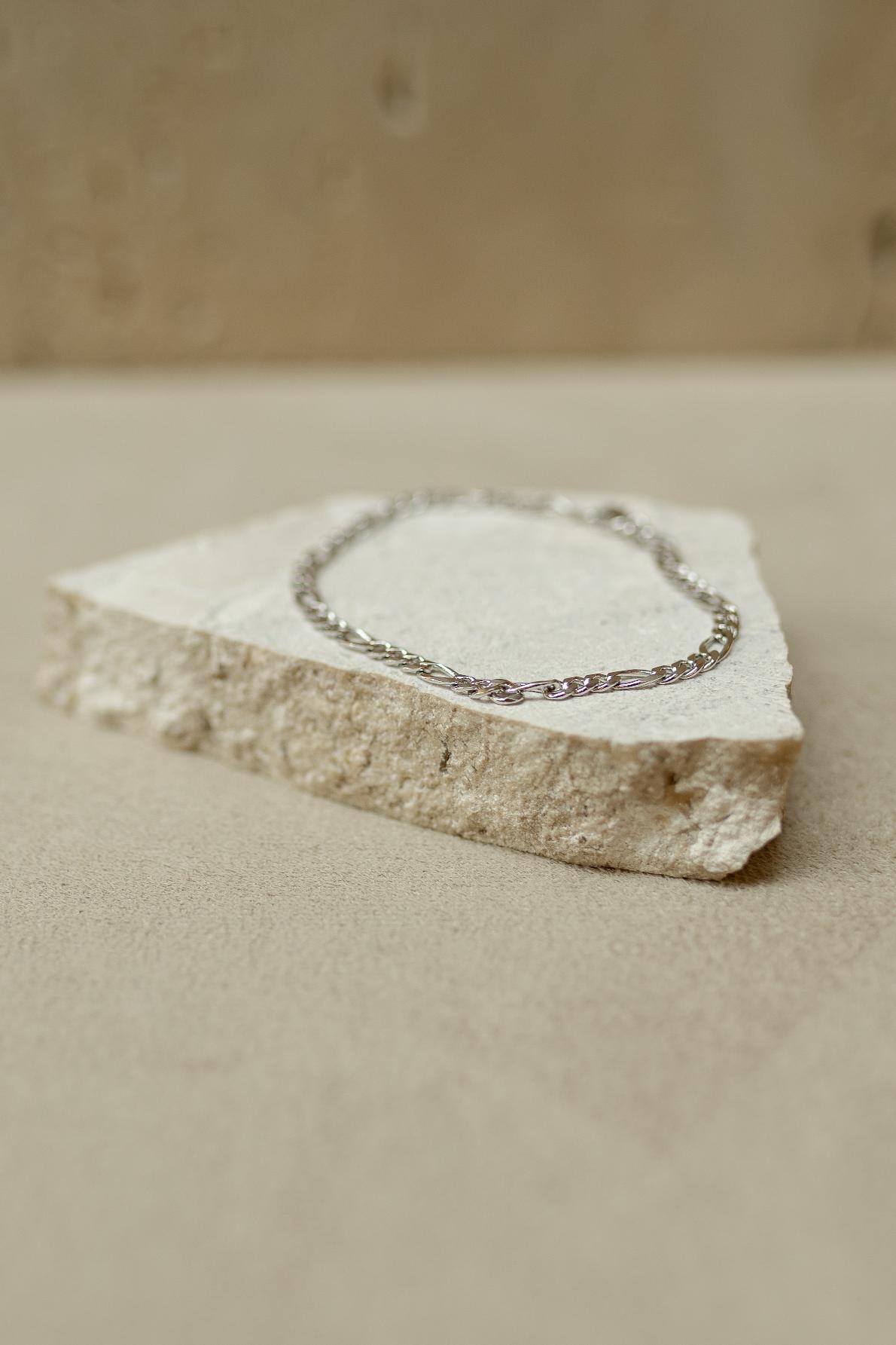 Pulseira Masculina Elos Fígaro Ródio Branco
