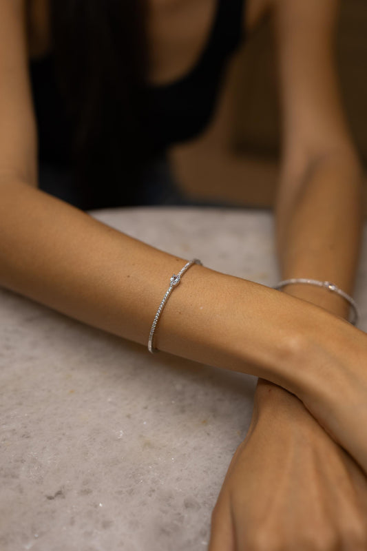 Bracelete Cravejado Gota Cristal Ródio Branco
