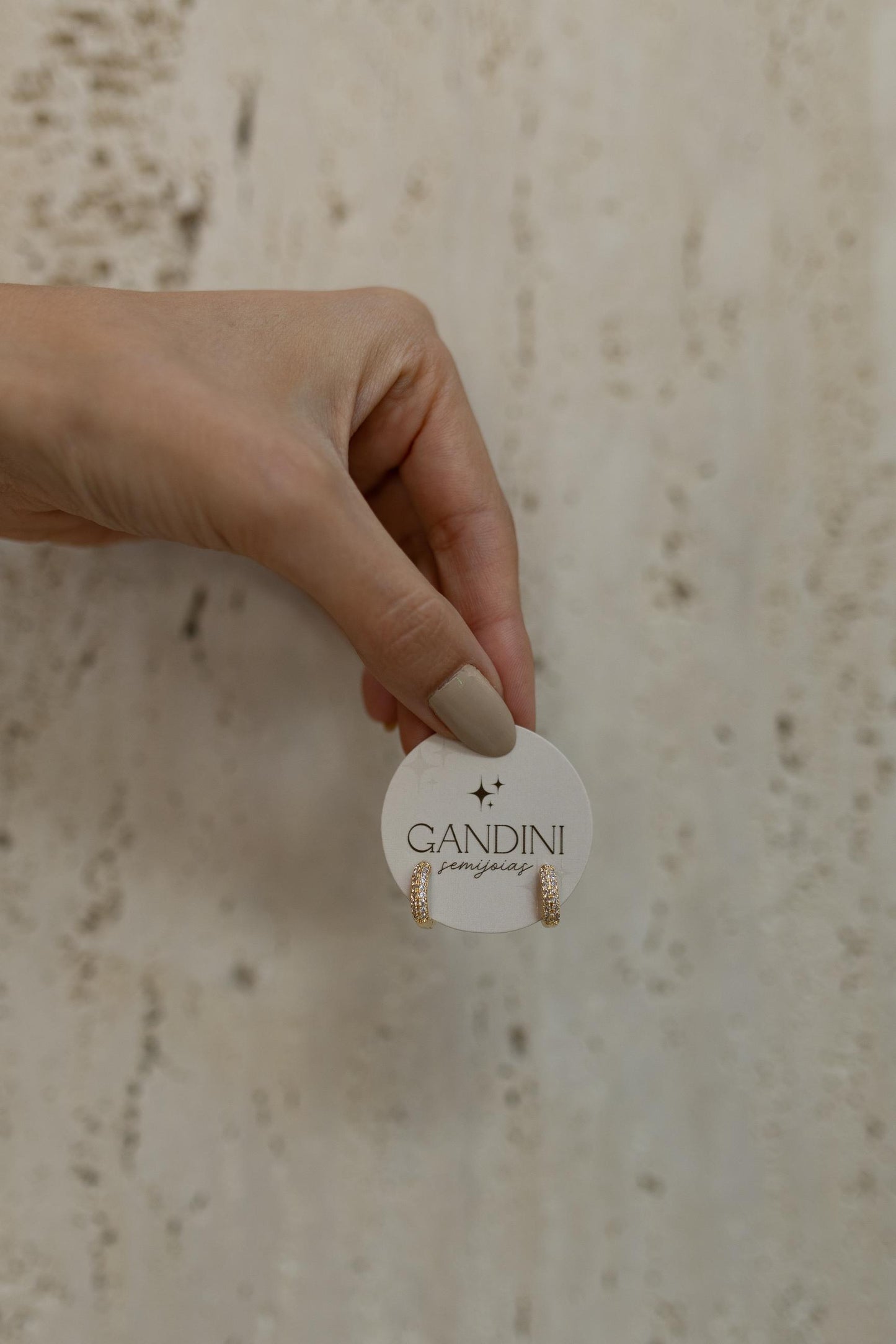 Brinco Argola Duplo Cravejado Duplo Dourado