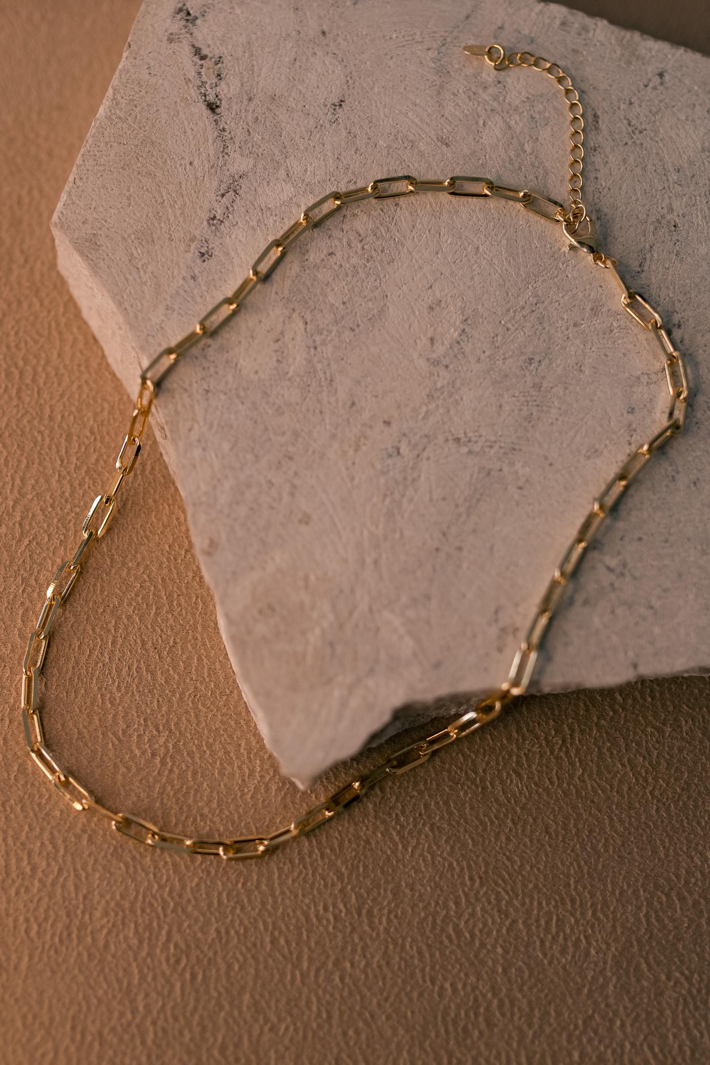 Colar de Elos Retangulares Dourado