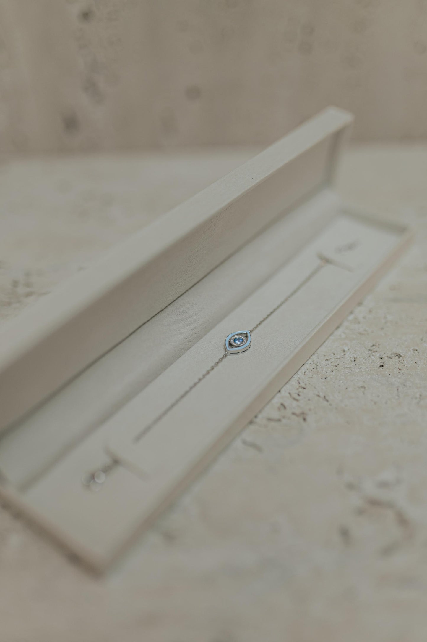 Pulseira de Olho Grego Acqua Esmaltada Prata 925 Ródio Branco