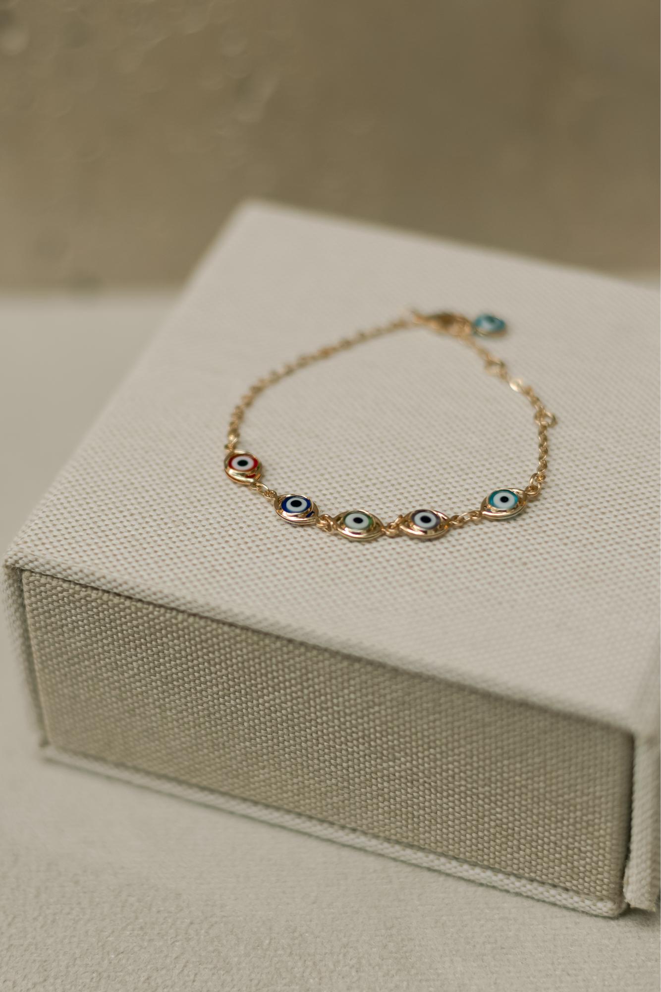 Pulseira Olho Grego Colors Dourado