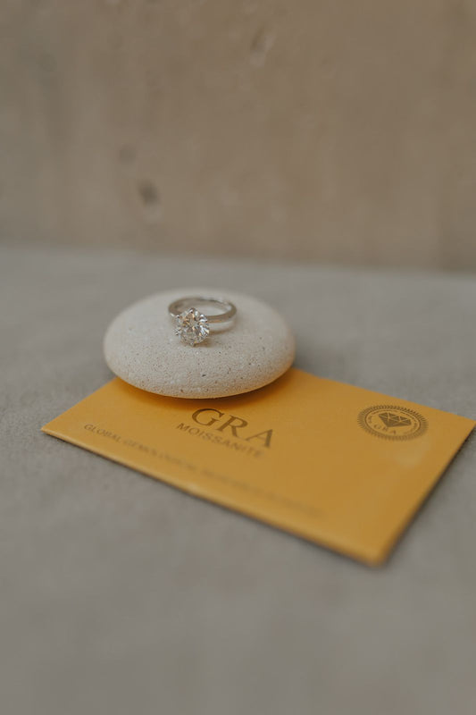 Anel Solitário Glam 9.5mm Moissanite Prata 925 Ródio Branco