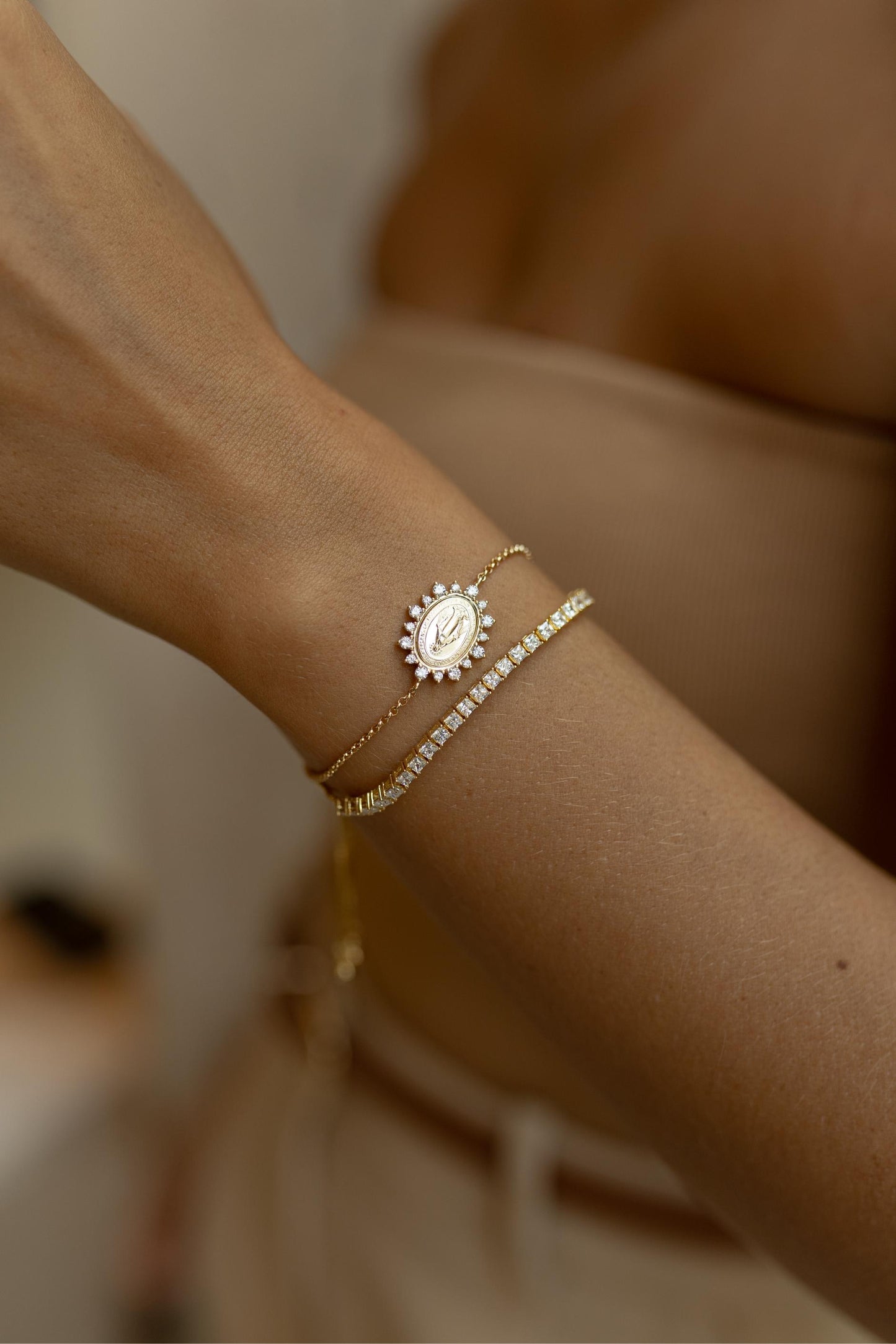 Pulseira Nossa Senhora das Graças Prata 925 Ouro