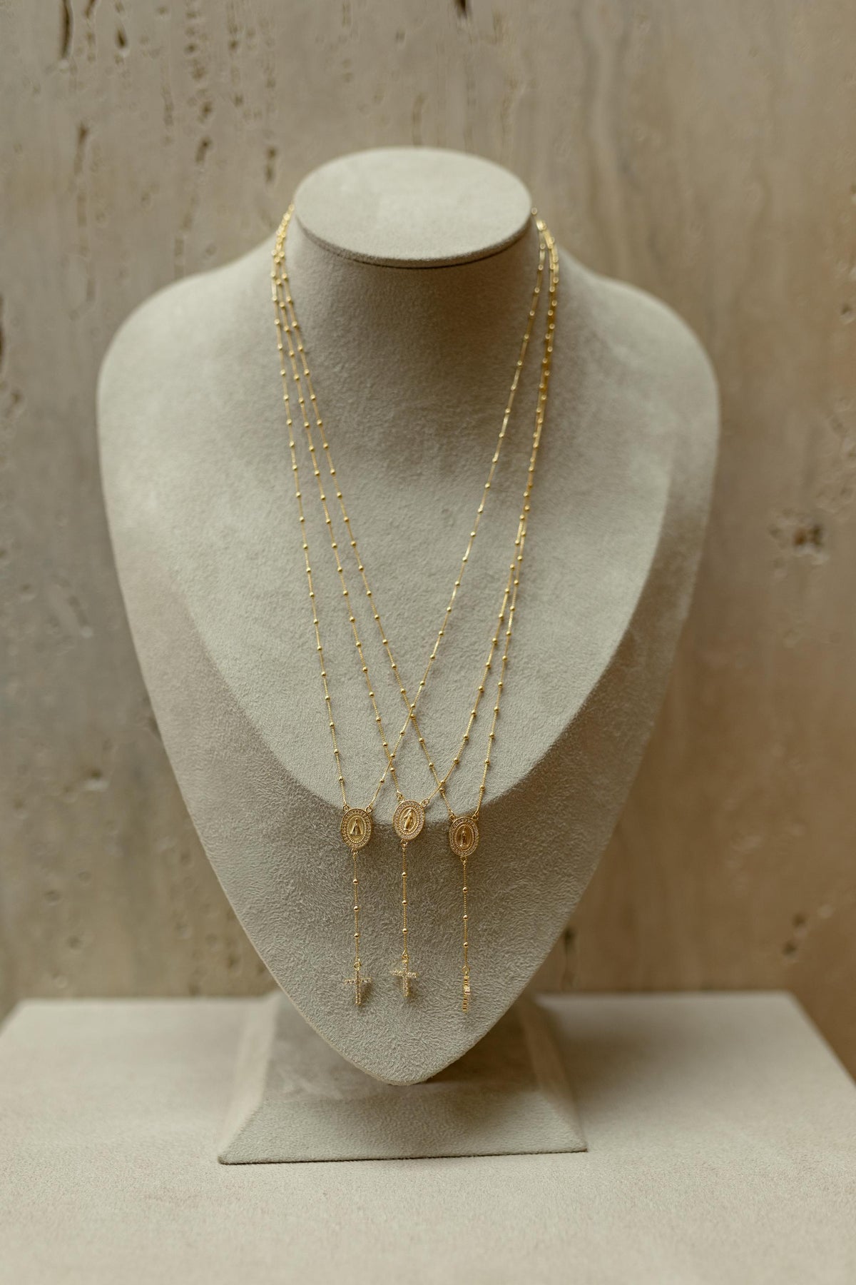 Colar Terço Nossa Senhora de Fátima Dourado