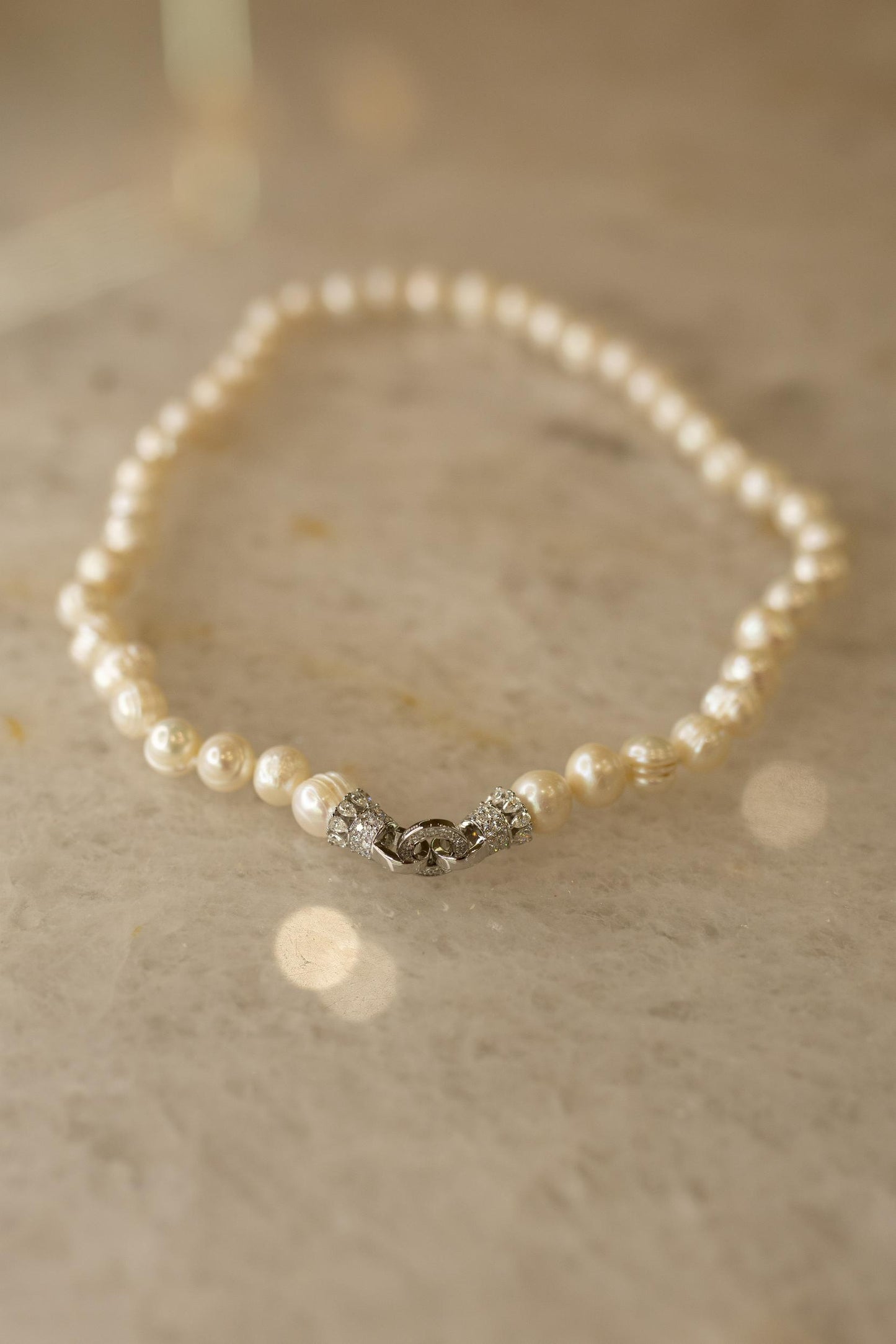 Colar Pérolas de Água Doce Moissanite Prata 925 Ródio Branco