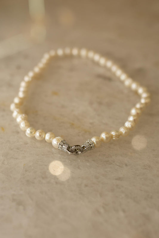 Colar Pérolas de Água Doce Moissanite Prata 925 Ródio Branco