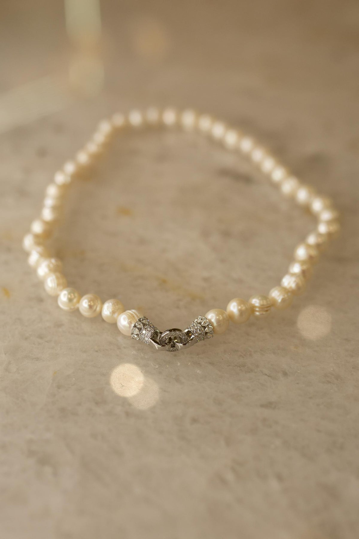 Colar Pérolas de Água Doce Moissanite Prata 925 Ródio Branco
