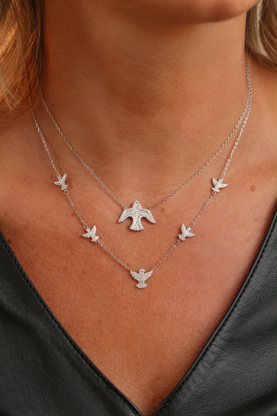 Colar Divinos Espírito Santo Moissanite Prata 925 Ródio Branco