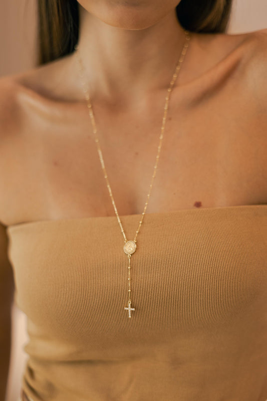 Colar Terço Nossa Senhora Aparecida Dourado