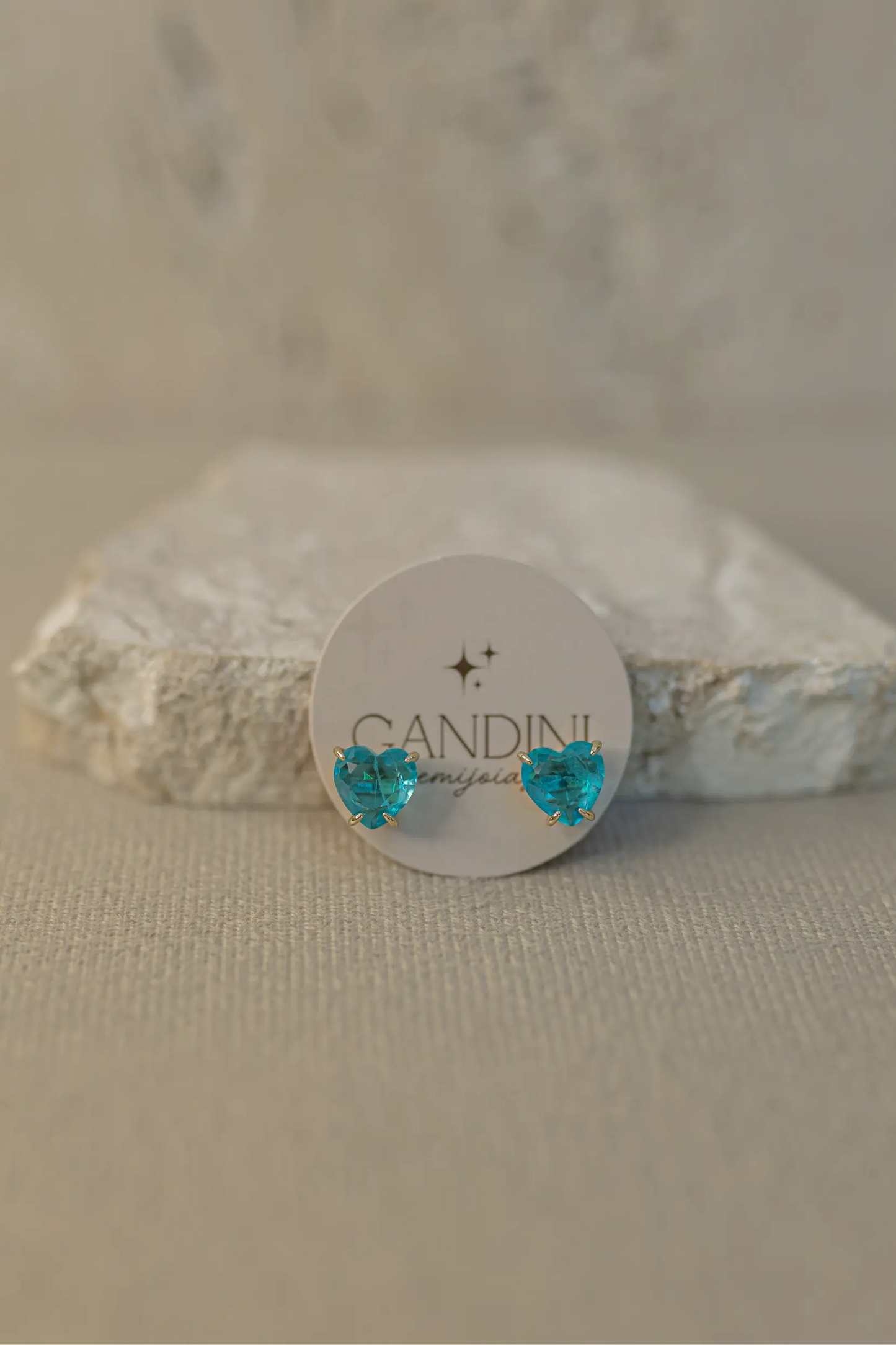 Brinco Coração Turmalina Fusion Dourado