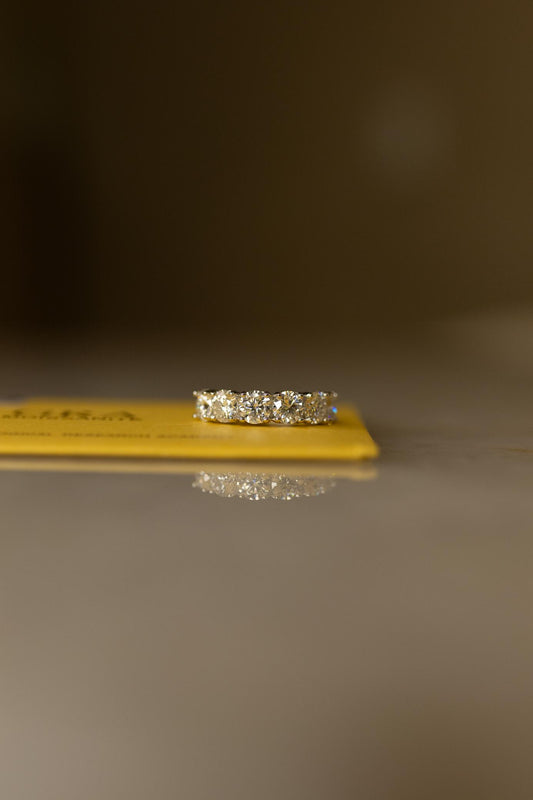 Anel Meia Aliança 5mm Moissanite Prata 925 Ródio Branco