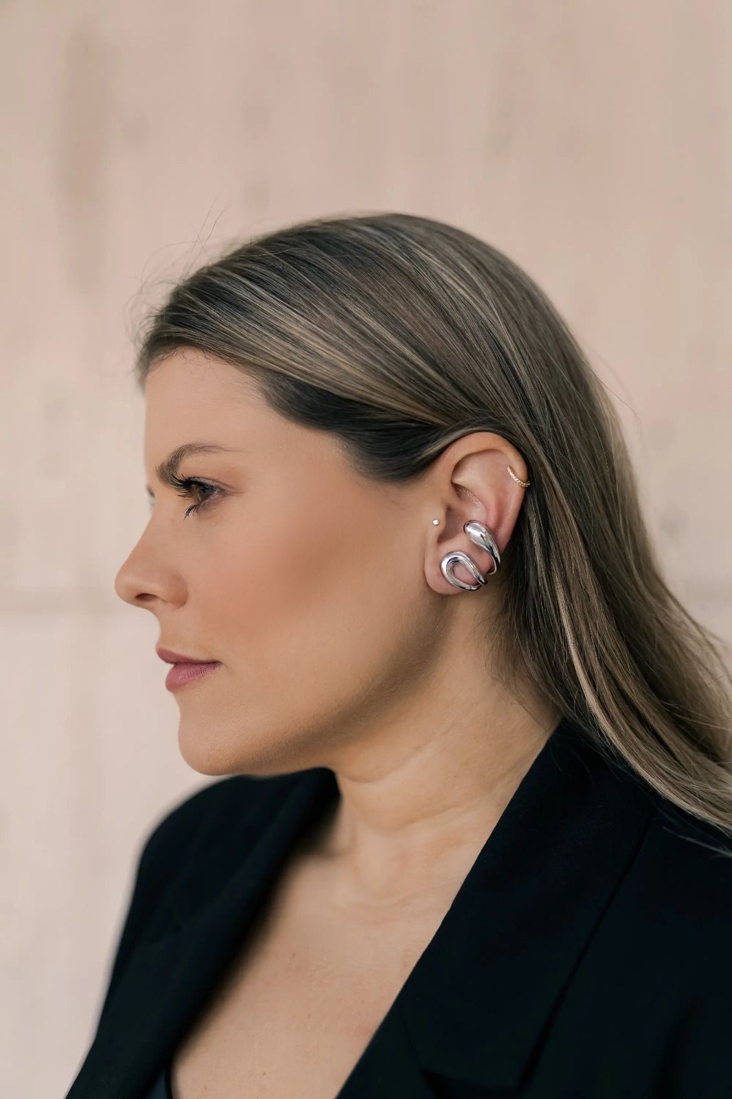 Brinco Ear Cuff Gotas Ródio Branco