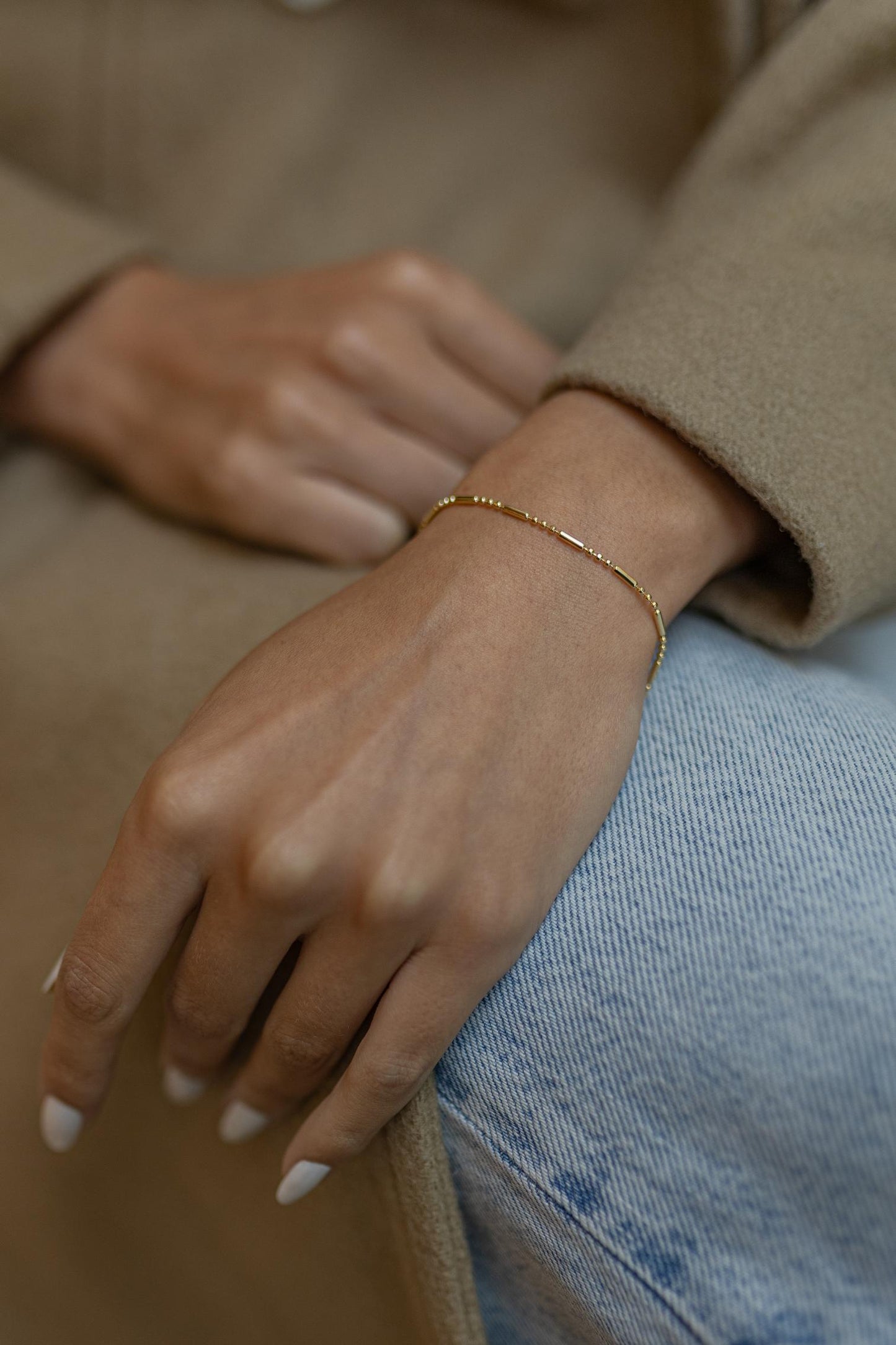 Pulseira Canutilhos e Bolinhas Dourado