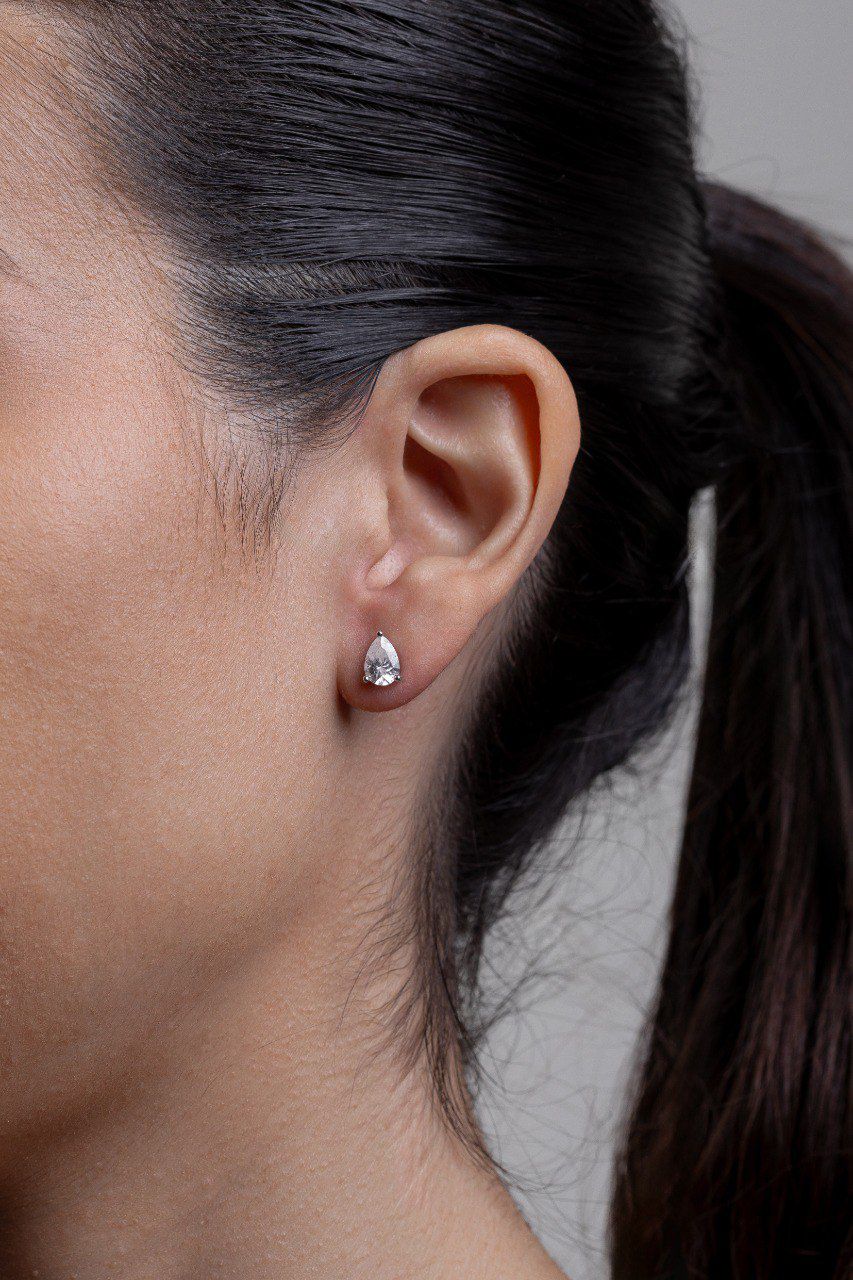 Brinco Gota Moissanite Prata 925 Ródio Branco