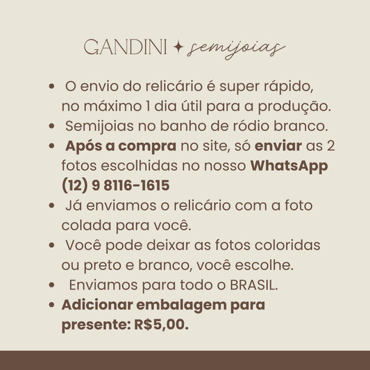 Colar Relicário Borda Trabalhada Ródio Branco