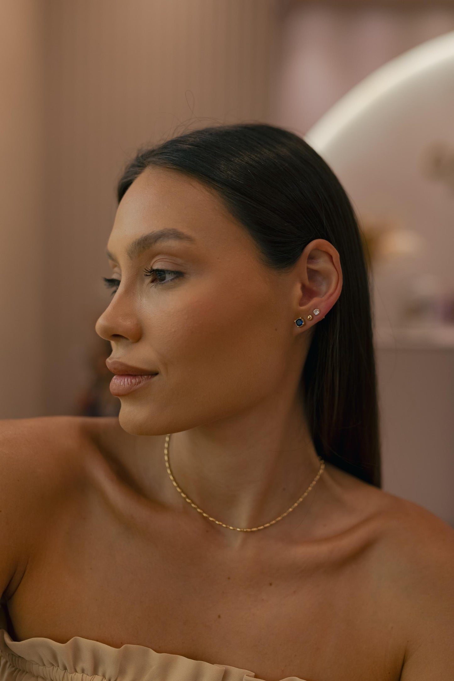 Colar Choker Elos Arroz Liso Ouro
