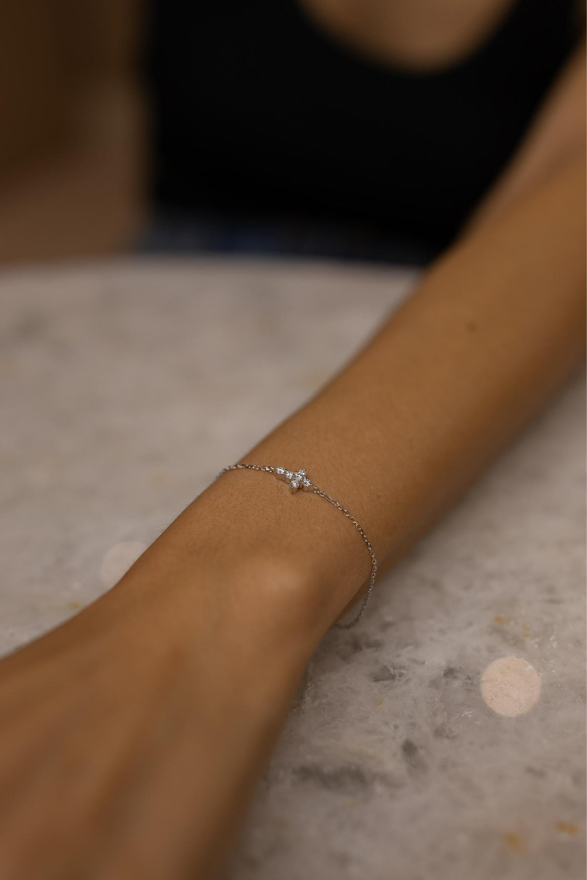 Pulseira Crucifixo Moissanite Prata 925 Ródio Branco
