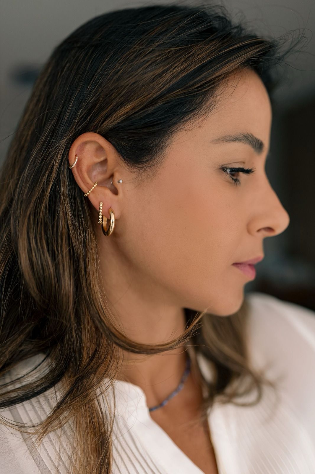 Brinco Argola Bolinha Dourado G