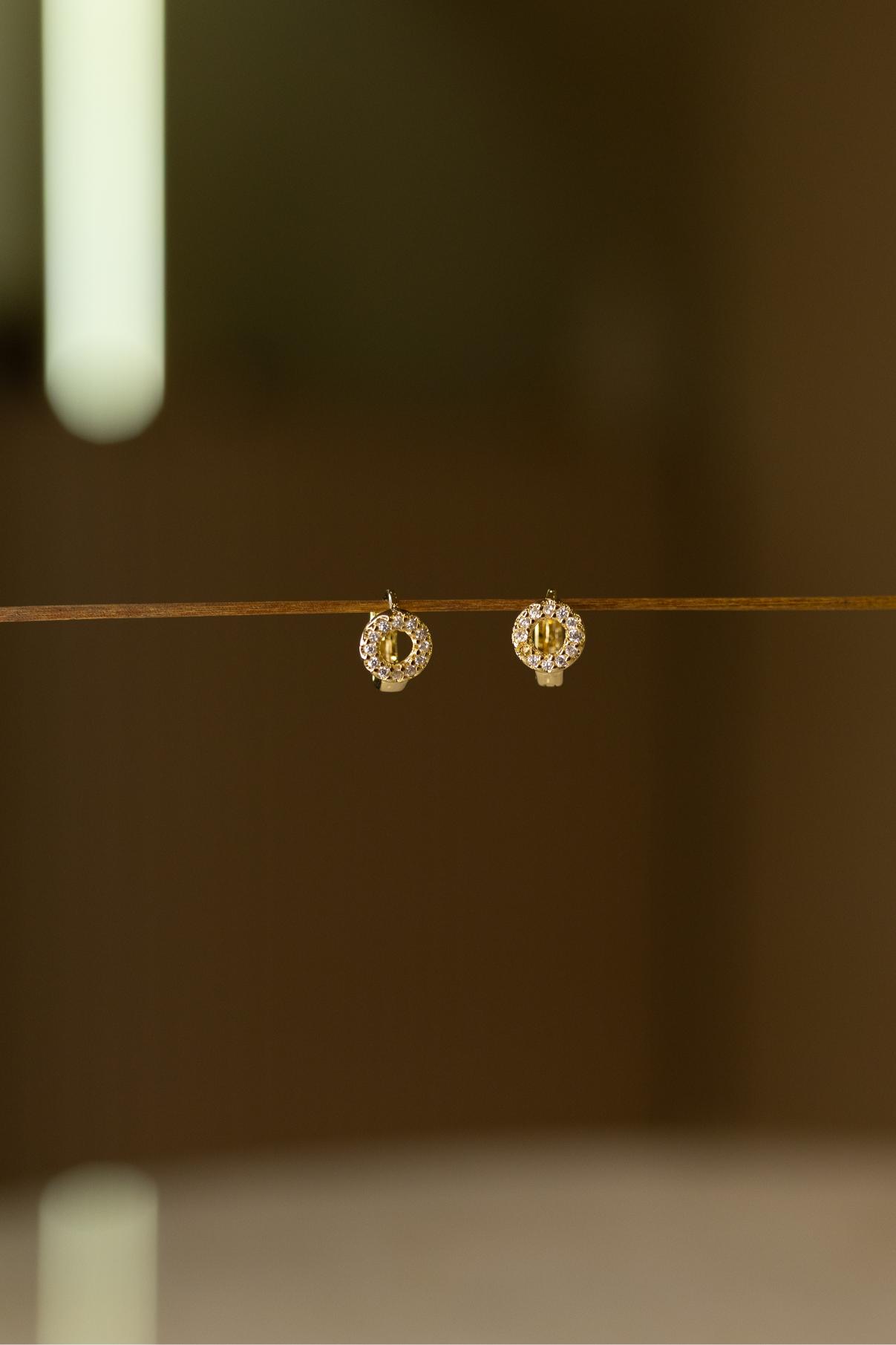 Brinco Argola Click Círculo Cravejado Dourado